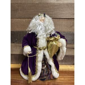 Beautiful Santa Table Top Or Tree Topper In Purple And Gold 16” Tall